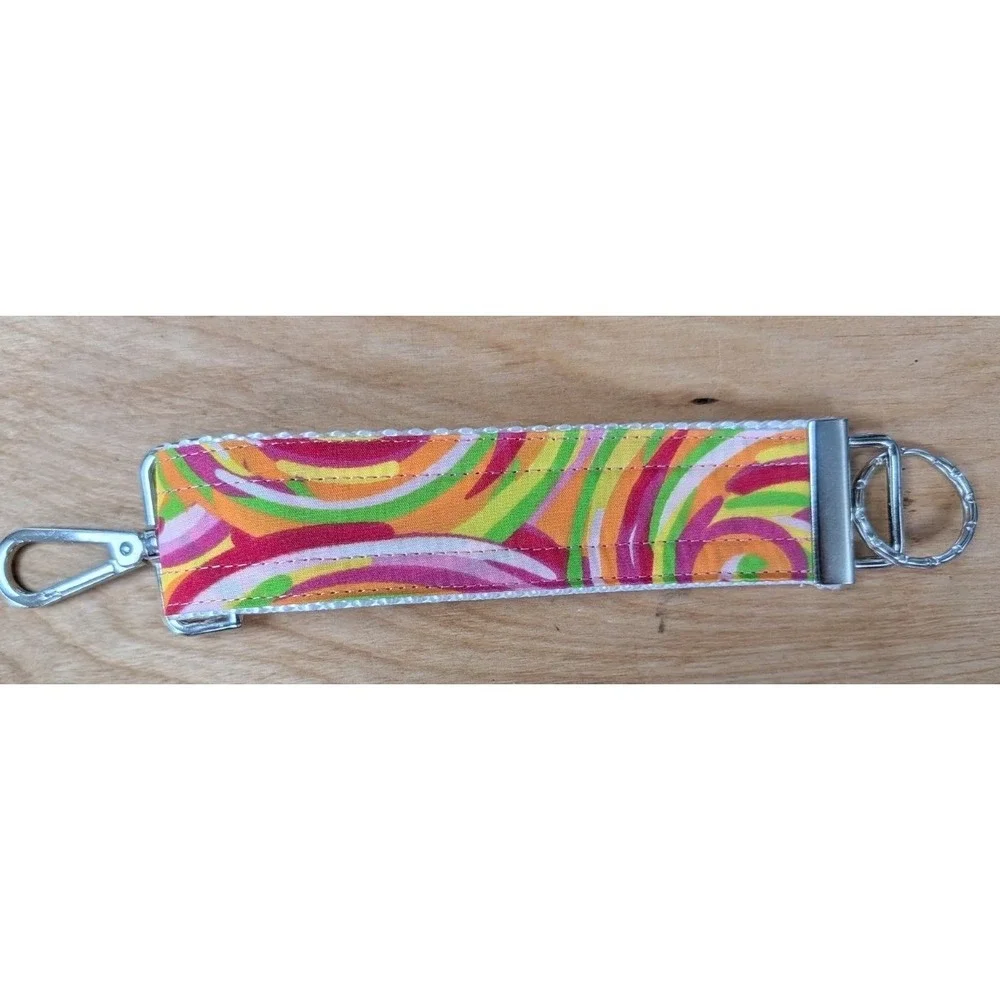 Embroidered MAKEUP Cosmetic Toiletry Pink Tye Dye Swirl + Matching Key Fob SET